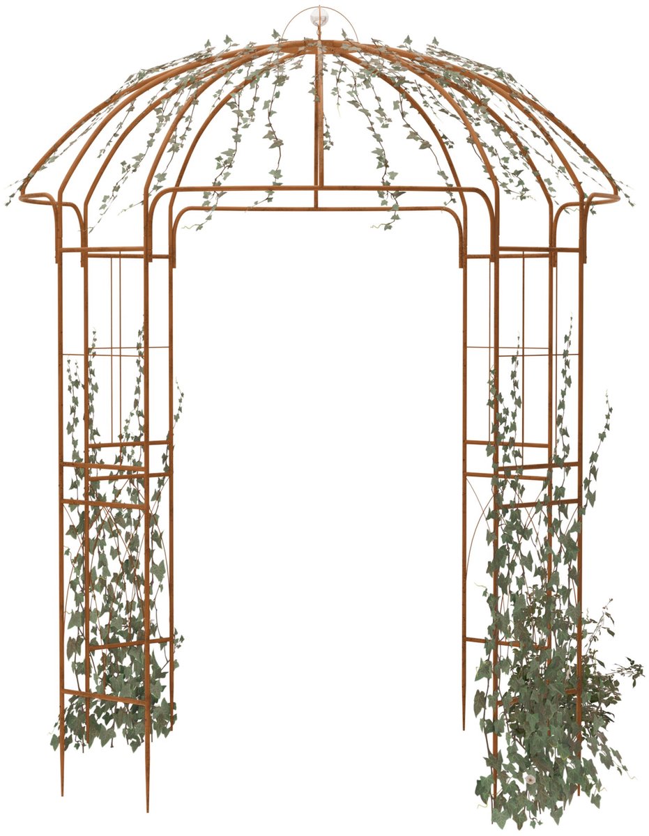 CLP Rozenboog Paviljoen Keira - Metalen Tuinprieel 270x200 cm - Klimboog voor Rozen & Clematis - Gepoedercoat & Weerbestendig - bruin