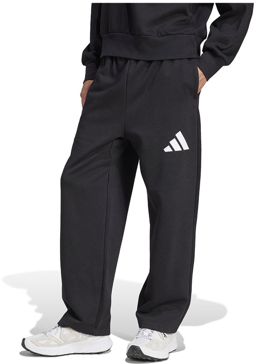 Adidas Essentials Wide Leg 3 Bar Logo Joggers Man Zwart