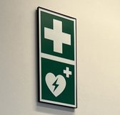 Panneau design Premiers secours + AED 15x30 cm Phosphorescent
