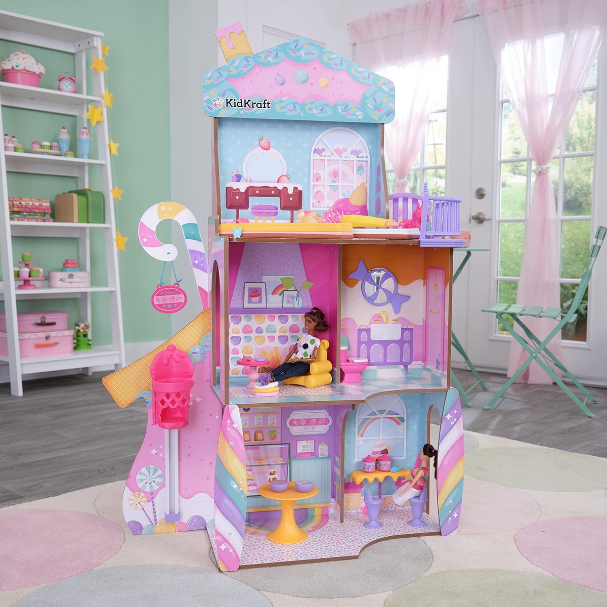 KidKraft Candy Castle 20242 Poppenhuis van hout met meubels en accessoires - Speelhuis - Speelkasteel voor Kinderen - Speelgoed - Poppen Speelgoed - Speelset - Snoephuis — afbeelding 2