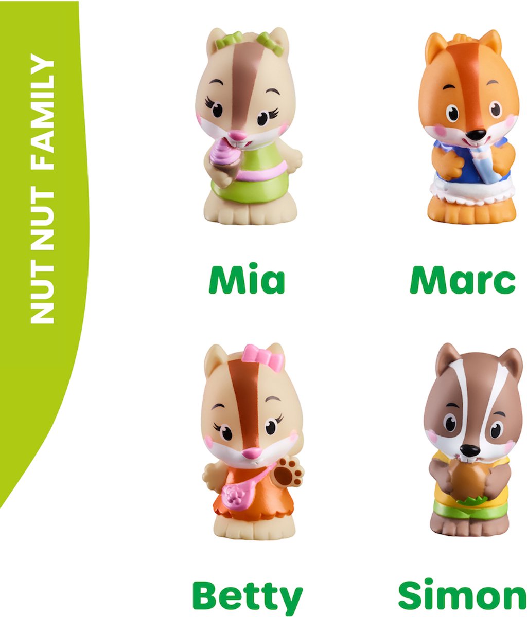 Klorofil De Familie "Nutnut" Speelset - Speelfiguren set - Poppetjes familie - Kinder Speelgoed - Simon, Betty, Marc en Mia - Vanaf 18 maanden - 4-Delig