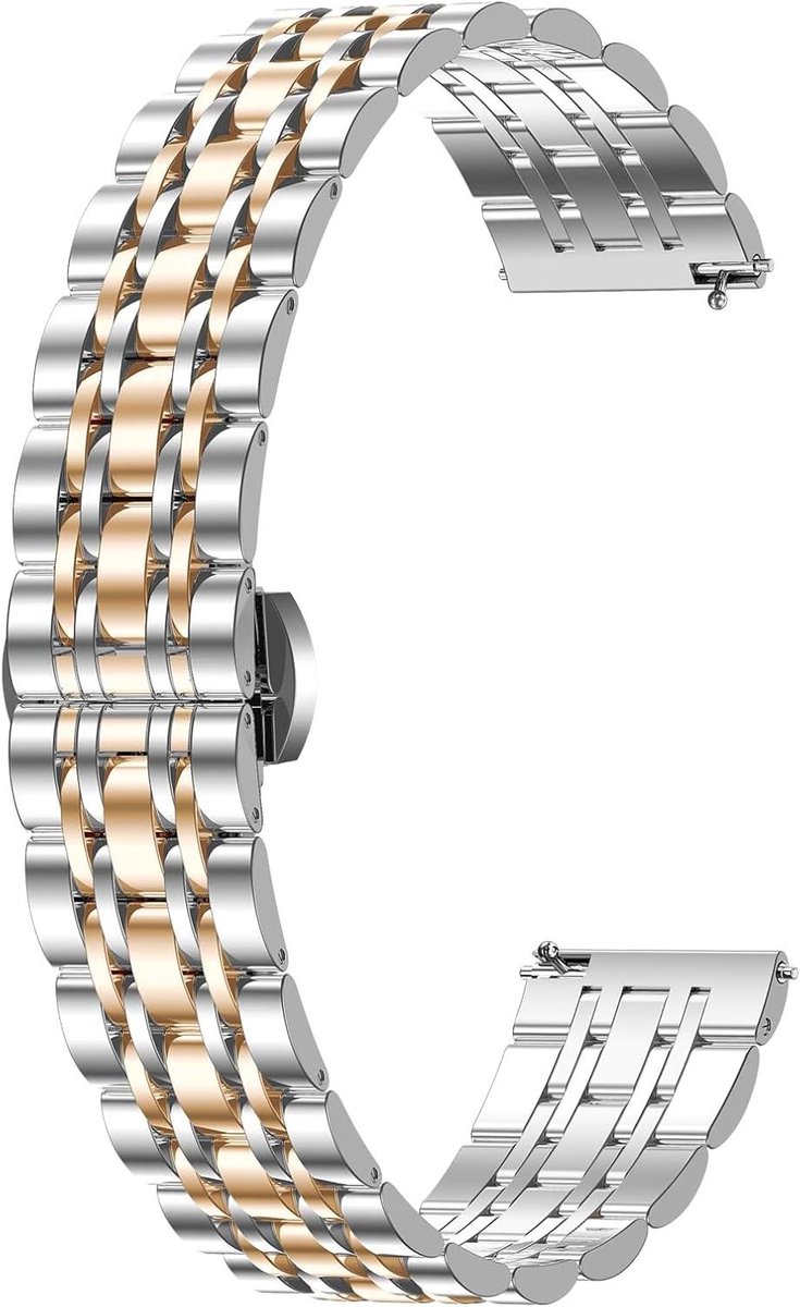 Allecto plus - Horlogebandje 18 mm roestvrij staal met snelsluiting voor dames - Reservearmband compatibel met smartwatch en polshorloge