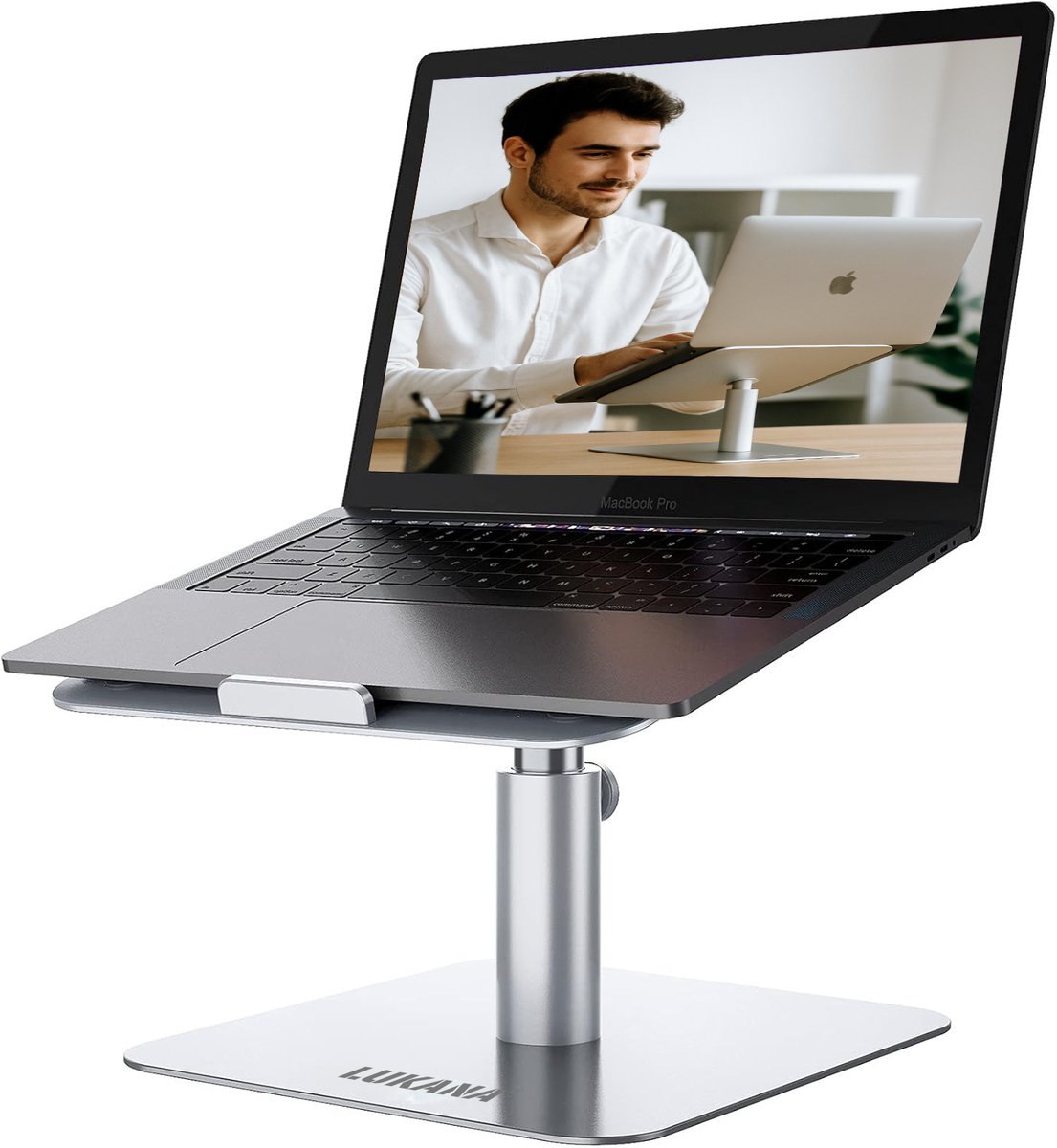 Lukana Laptop Standaard Verstelbaar – Ergonomisch - 360° Draaibaar – Laptop Verhoger voor Bureau, Thuiswerken & Kantoor – Stabiele en Opvouwbare Laptop Houder – Geschikt voor MacBook, Dell, HP en Meer