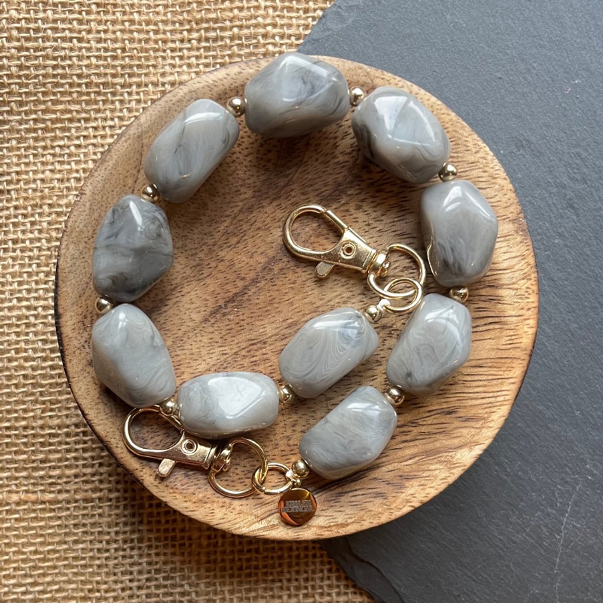 Kralenketting.nl - telefoonketting - koord - kralen - grijs