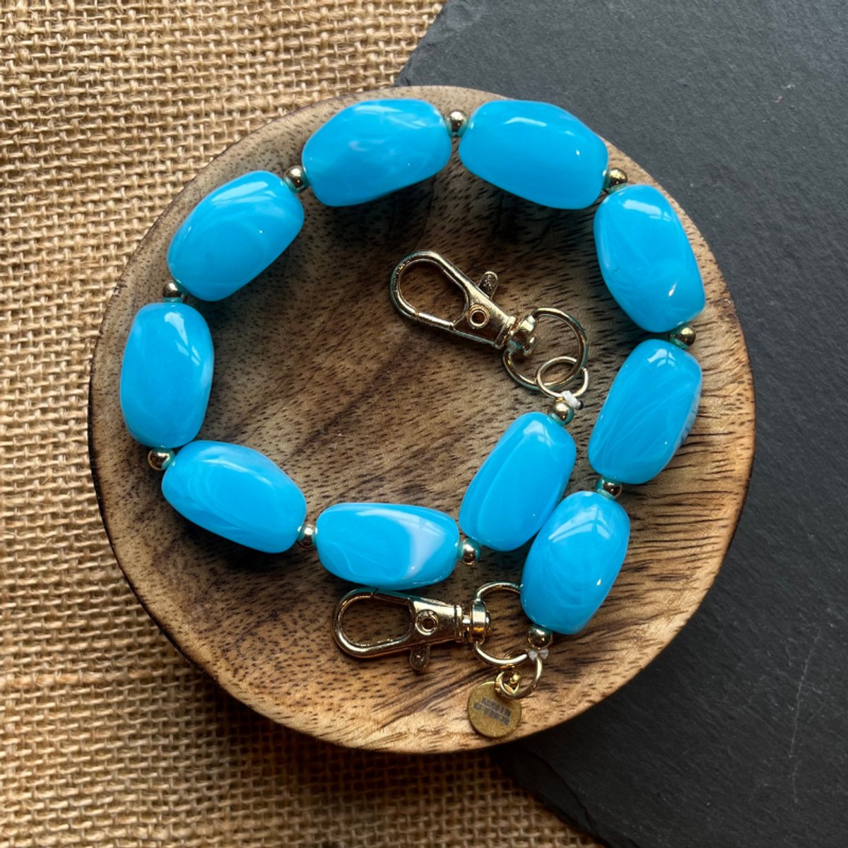 Kralenketting.nl - telefoonketting - koord - kralen - blauw