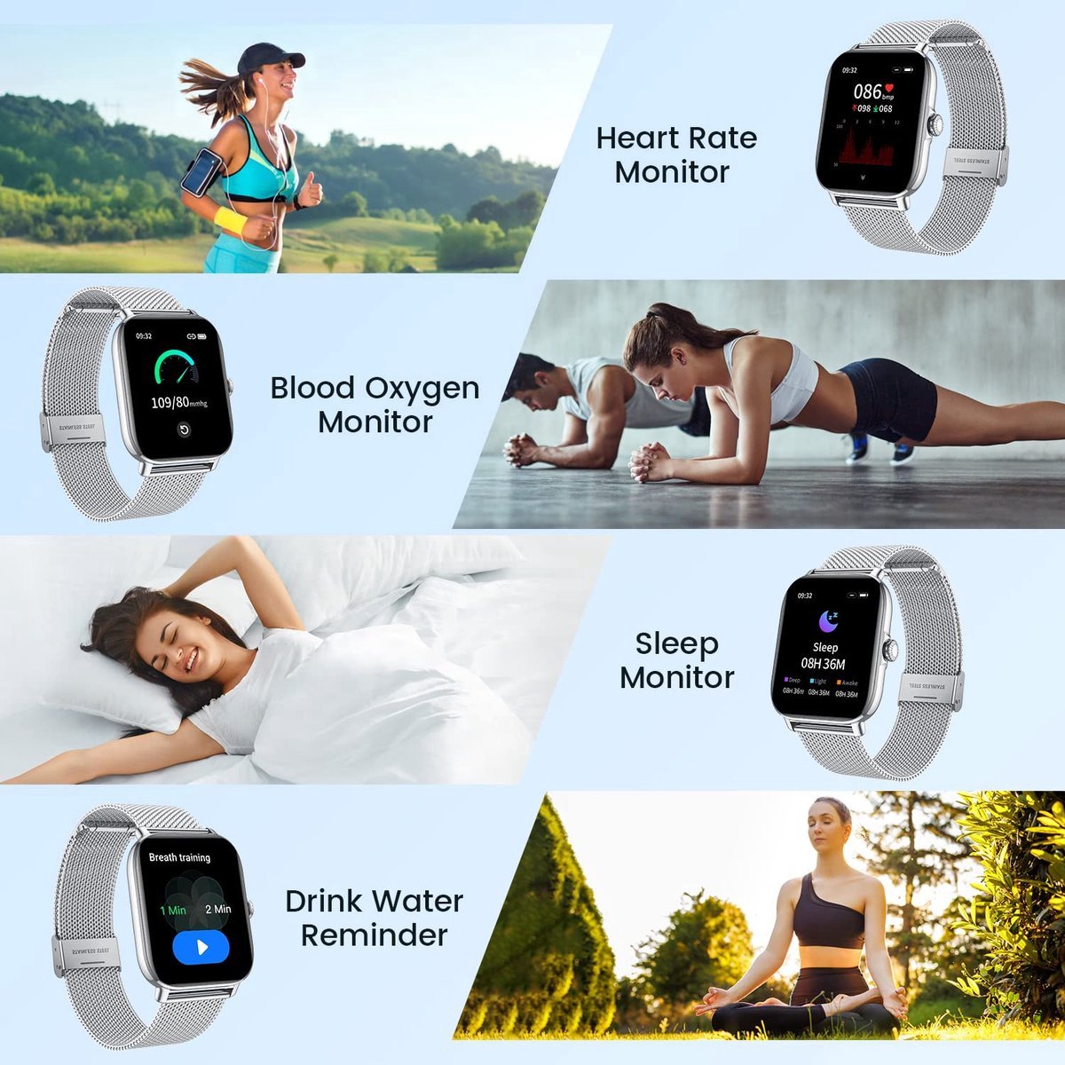 Afbeelding 2 van Smartwatch Activity Tracker Zilver IP67 Waterdicht