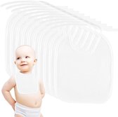 faburo 12 stuks slabbetjes voor baby's, wit, om te schilderen, 20 x 24 cm, 14 textielmarkers met 5 schildersjablonen voor pasgeborenen, babyshower, meisjes, jongens, ideaal voor decoreren en