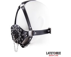Open Mouth Gag Head Harness with Plug Stopper - Black - LATETOBED BDSM LINE Gezichtsharnas met Wasbak Stopper - Gag Verstelbaar