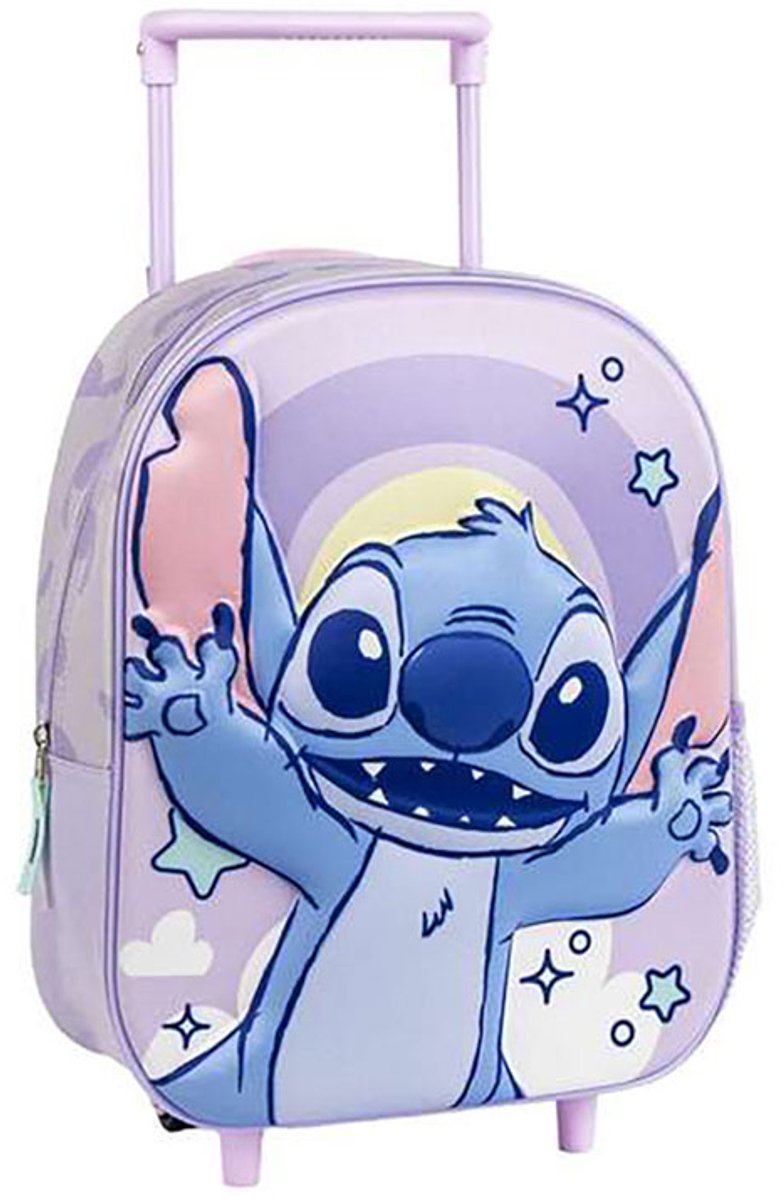 3D-schoolrugzak met Wielen Stitch Lila 25,0 x 31,0 x 10,0 cm