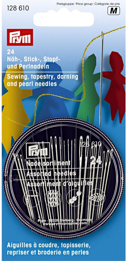 PRYM NAAI-BORDUUR-STOP-PARELNAALDEN ZILVER - 1X24ST, PER PAKJE.