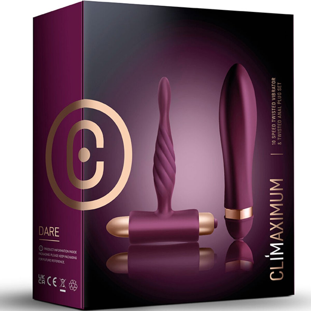 CLIMAXIMUM - DARE KIT GEDRAAIDE VIBRATOR + ANAALPLUG VOOR BEGINNERS | ANAAL VIBRATOR | KIT VIBRATORS | PREMIUM VIBRATOR | LUXURY VIBRATOR | SEKSSPEELTJES | SEX TOYS | VIBRATOR