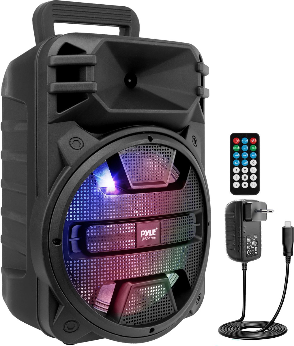 Pyle Bluetooth Luidspreker - Draagbare Speaker met Wielen - 800 Watt - Karaoke Luidspreker met DJ LED Verlichting - USB, FM, BT, Aux, Afstandsbediening, Mic-Ingangen - Ingebouwde Oplaadbare Batterij