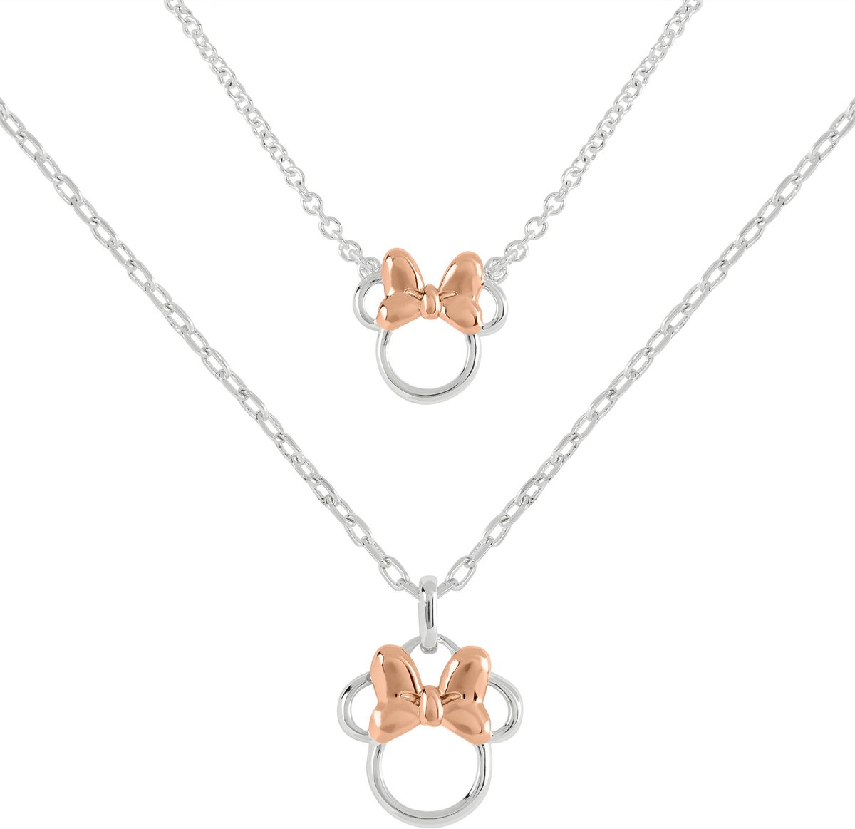 Disney Minnie Mouse Two Tone Plated Mother & Daughter Necklace Set