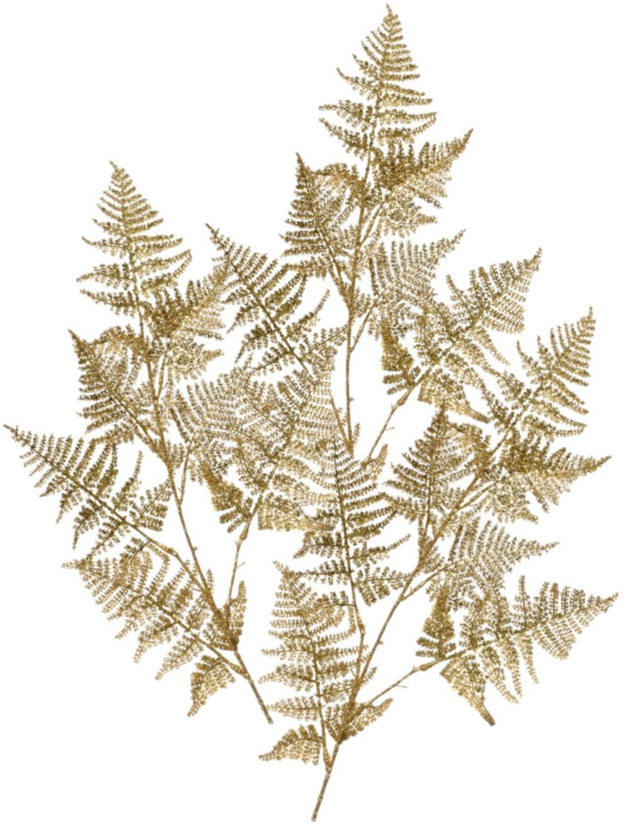 Decoris Kunstplant tak varen - 3x - goud - 87 x 36 cm - kunststof - metallic glans - decoratie takken en twijgen Goudkleurig