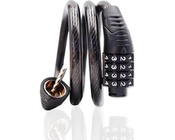 Vitdipy - Fietsslot - Kettingslot - Met cijferslot - 80 cm - Voor Verzekering Scooters, Fietsen, E-bikes - Zwart