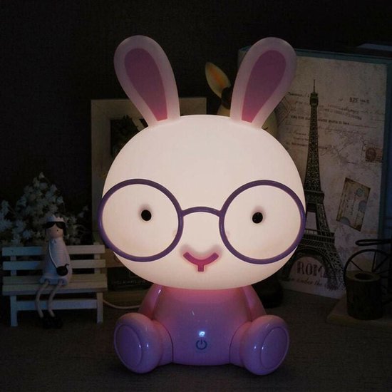 LED Bunny Nachtlampje Theelichtjes voor Kinderen Oogbescherming Noodverlichting Aanraakdecoratie Slaapkamer Nachtkastje Sfeerverlichting, Roze 23cm van Glinrui — afbeelding 5