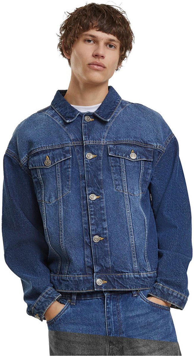 Build your Brand Heavy Ounce Boxy Jacket BY312 New Mid Washed Blauw