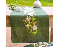 Vervaco - Tafelloper kit - 35 x 95cm - Witte bloemen - PN-0222584