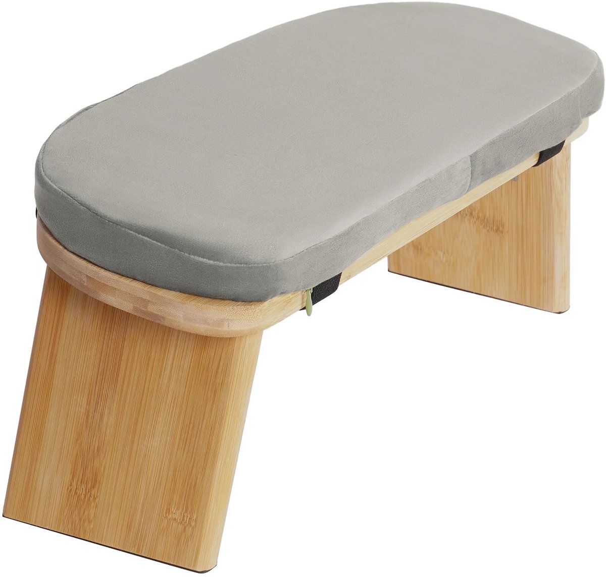 Meditatiebankje - Inklapbaar - Yogabank - Ergonomisch - Bamboe - Voor Meditatie - Bankje - Met kussen - Draagtas - Laag 44 x 19 x 21 cm (bxdxh) - Grijs