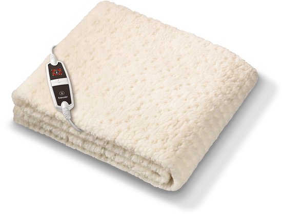 Beurer UB 53 Teddy Single Elektrische deken - Onderdeken - 150 x 80 cm - 4 Warmtestanden - Automatische uitschakeling - Teddy/Fleece - Machinewasbaar - 5 Jaar garantie - Wit