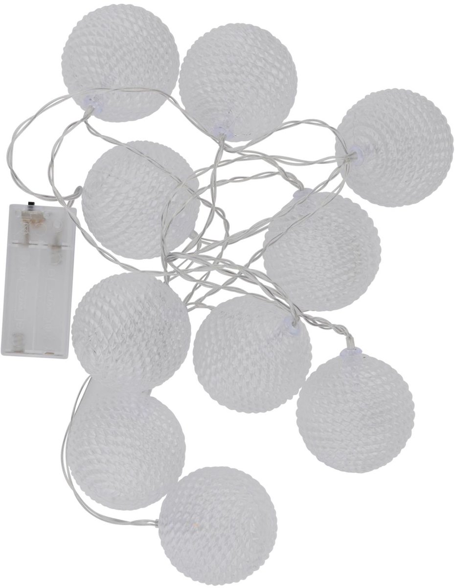 Arti Casa LED Lichtslinger met Bollen - 2 Meter - 10 Lampjes - Werkt op Batterijen - Kunststof