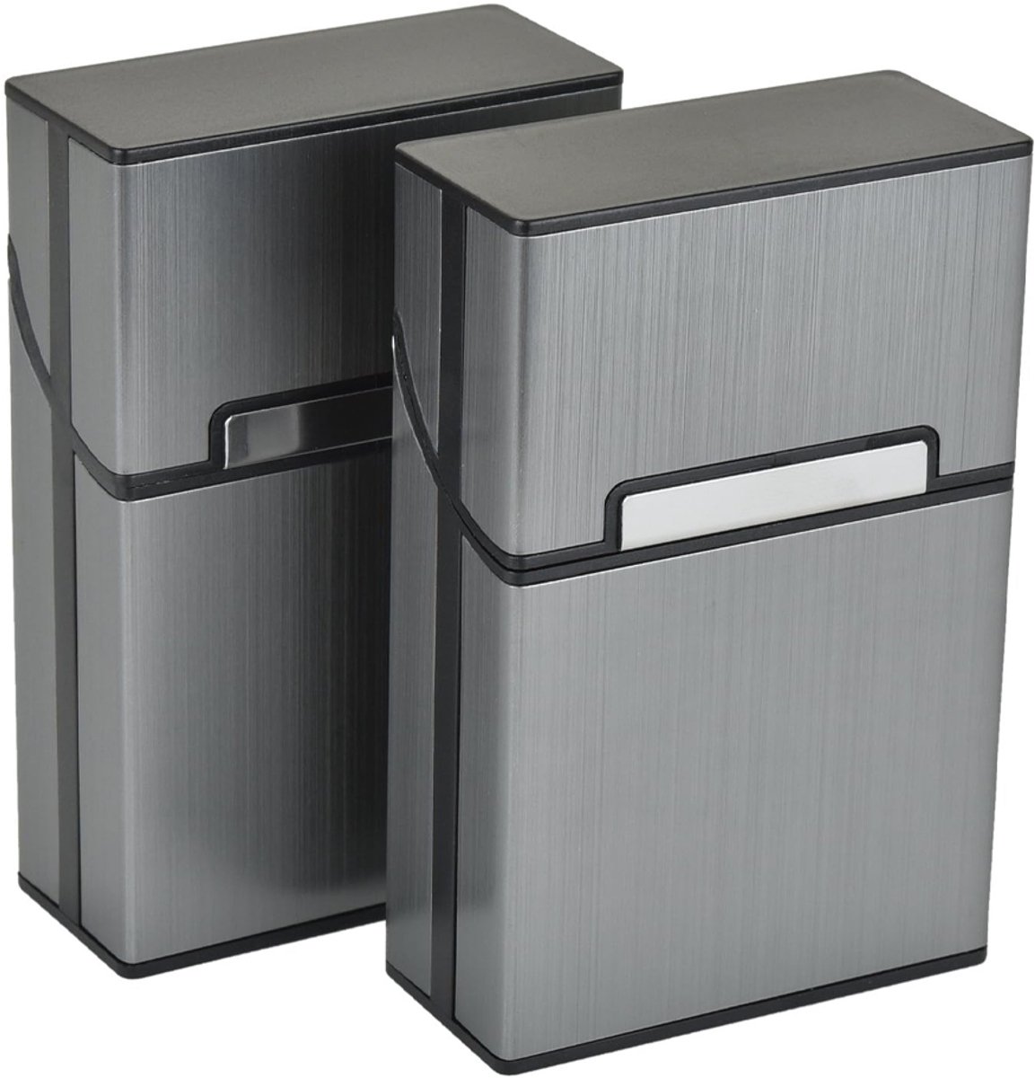 OUYLAF sigaretten opbergdoosje - Sigaretten Doosje - sigarettendoosjes - Sigarettenhouder -sigaretten box - Sigarettenbox - Metallic - Weerbestendig - 2pcs - grijs