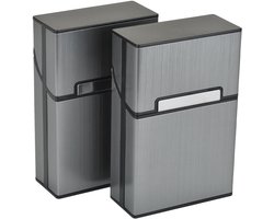 OUYLAF sigaretten opbergdoosje - Sigaretten Doosje - sigarettendoosjes - Sigarettenhouder -sigaretten box - Sigarettenbox - Metallic - Weerbestendig - 2pcs - grijs