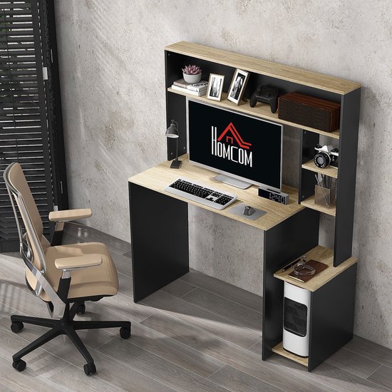 HOMIDEA TODY Desk Computer Desk & Writing Desk Workplace Storage with Door and Shelves in Modern Design for Home Office or Children's Room