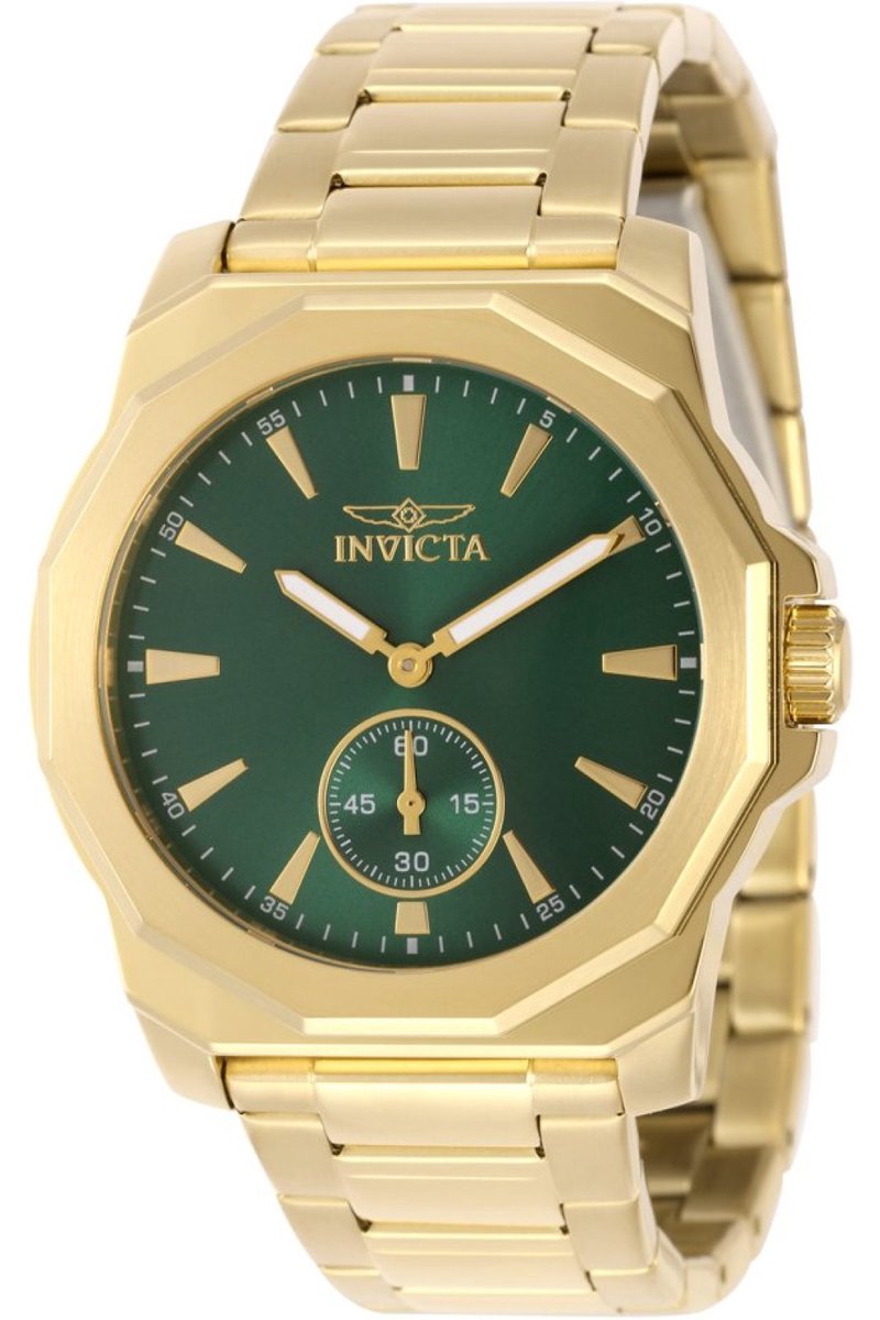 Invicta Speedway 49334 Heren Horloge - Waterdicht - Analoog - Quartz Uurwerk - Roestvrij Staal met groene Wijzerplaat - 42mm