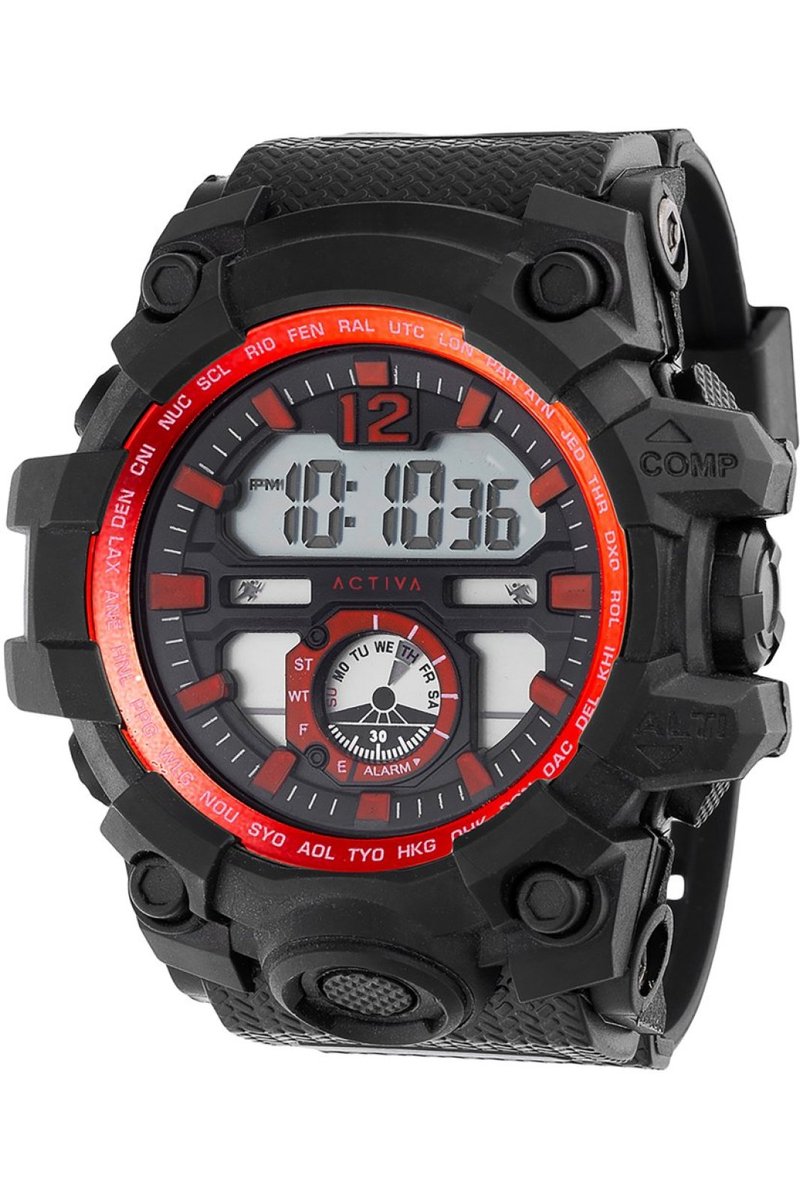 Activa x Invicta Digital ACW432-001 Heren Horloge - Waterdicht - Digtaal - Quartz Uurwerk - Plastic met zwarte Wijzerplaat - 52mm