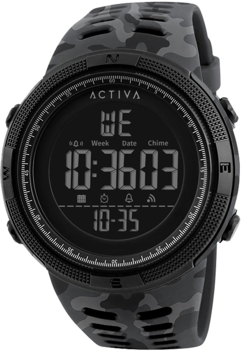Activa x Invicta Digital ACW1915MC-002 Heren Horloge - Waterdicht - Digitaal - Quartz Uurwerk - Plastic met zwarte Wijzerplaat - 50mm