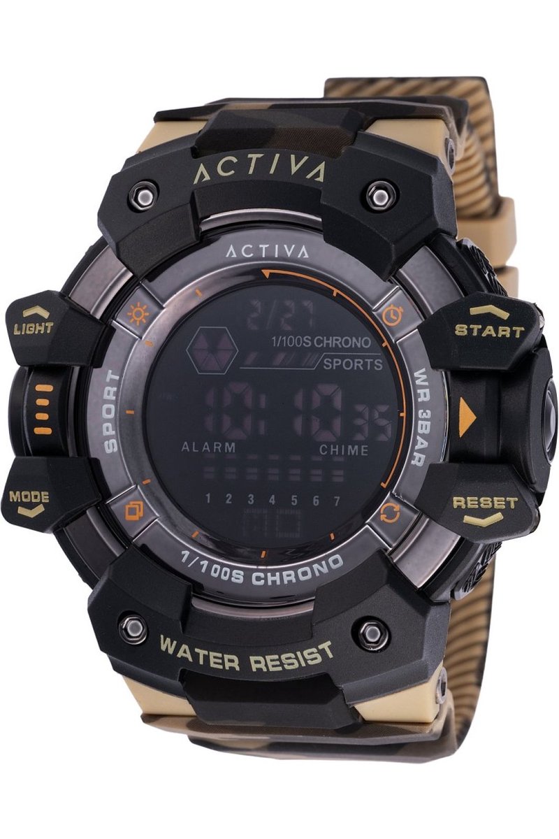 Activa x Invicta Digital ACW8050MC-001 Heren Horloge - Waterdicht - Digitaal - Quartz Uurwerk - Plastic met zwarte Wijzerplaat - 50mm