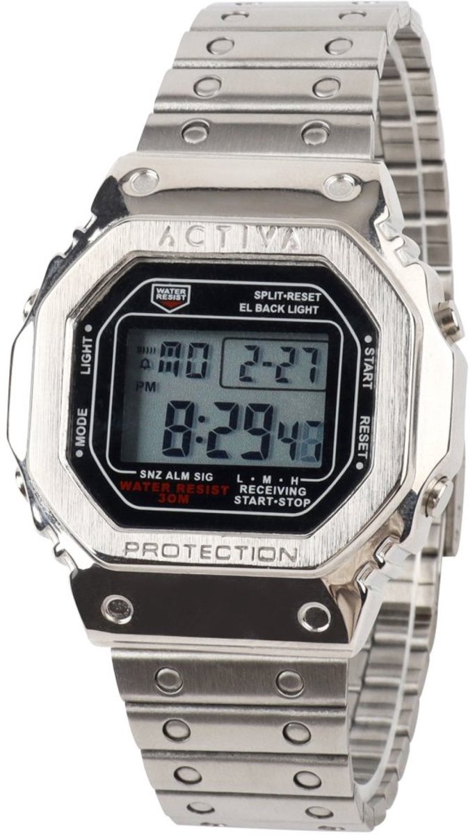 Activa x Invicta Digital ACWM424-001 Heren Horloge - Waterdicht - Digitaal - Quartz Uurwerk - met zwarte Wijzerplaat - 44mm