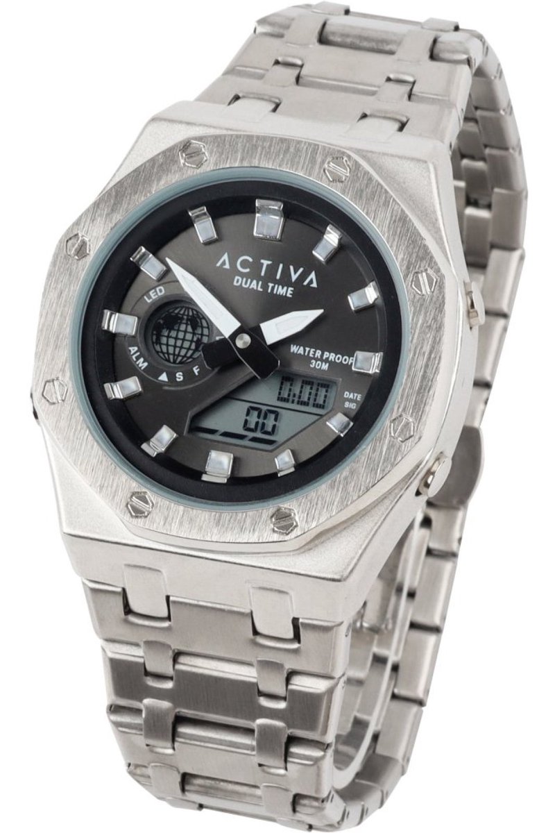 Activa x Invicta Digital ACWM303-001 Heren Horloge - Waterdicht - Digitaal - Quartz Uurwerk - met zwarte Wijzerplaat - 45mm