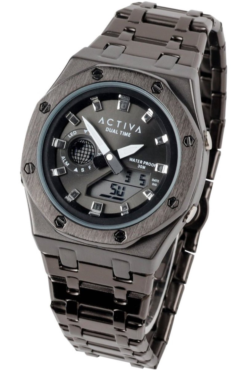 Activa x Invicta Digital ACWM303-003 Heren Horloge - Waterdicht - Digitaal - Quartz Uurwerk - met zwarte Wijzerplaat - 45mm