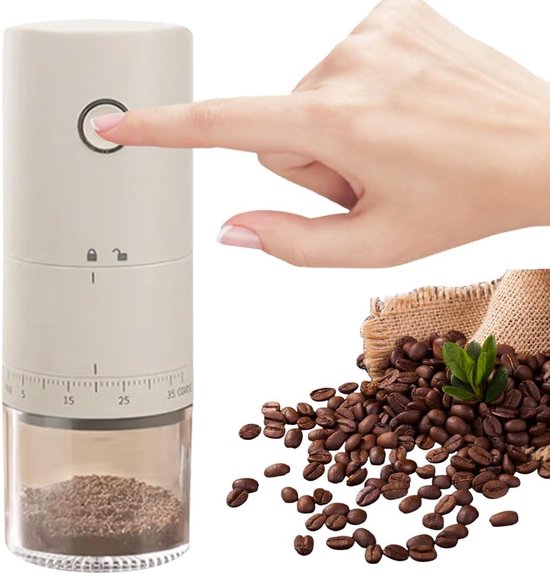 AromaCraft – Koffiemolen Met 5 Maalniveaus – Electrische Koffiemolen – Draadloos – Koffiemaler- Zilver | Officiële Shop