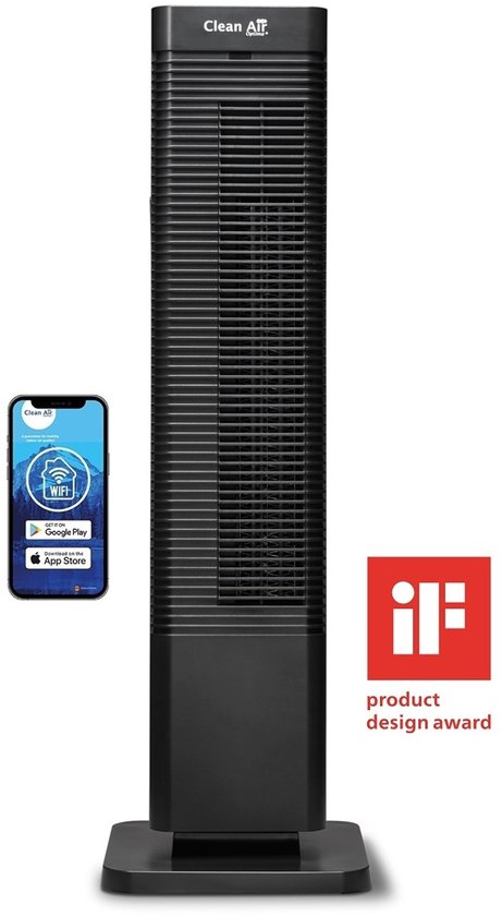 Clean Air Optima® CA-904B Smart - 2in1 Design Ventilator Elektrische Kachel - Verwarmen en Koelen - Stoffilter - Draaicirkel (oscillatie): 80º - Digitale thermostaat instelbaar 15-35°C