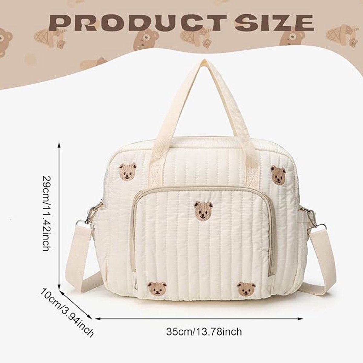 Luiertas Rugzak met grote capaciteit - 35x10x28cm Babytas - Draagbare en lichtgewicht luiertas - met handvat en schouderband - Perfect voor reizen en uitstapjes - Lichtgeel – foto 5