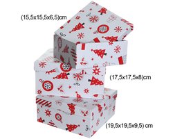 Set van 3 Luxe Cadeaudozen Kerst – Geschenkdozen met Deksel – Kerstverpakking – Opbergdozen – Herbruikbare Geschenkverpakkingenau