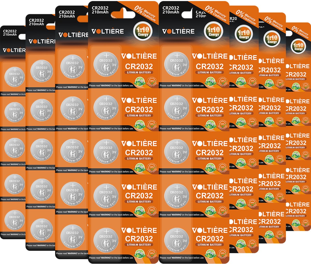 Voltière 40-Pack CR2032 Knoopcel Batterij - Lithium 3v CR2032