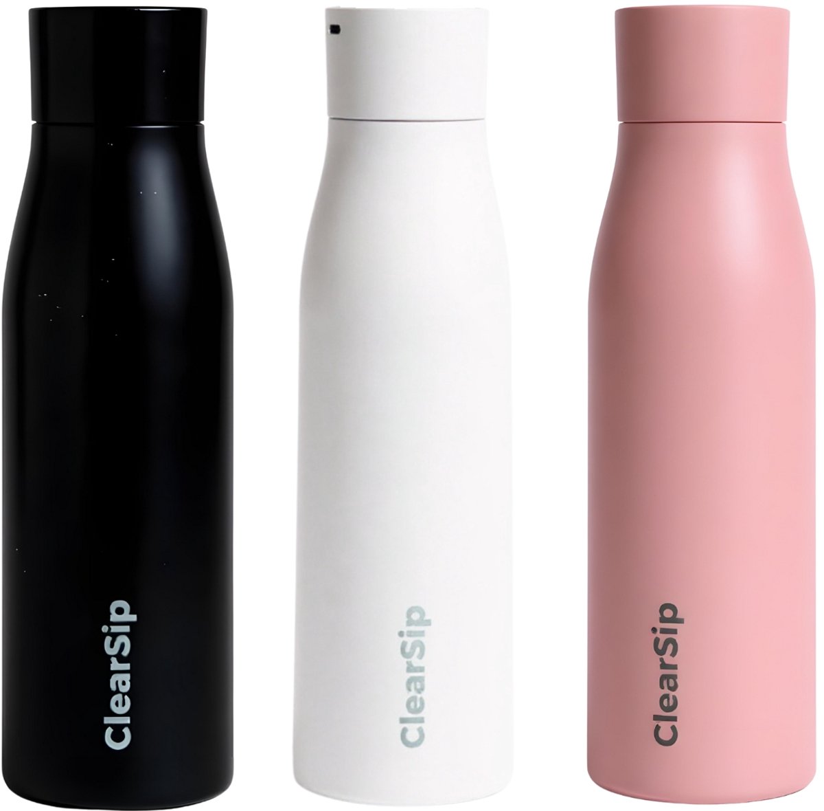 ClearSip Slimme Waterfles - UV-C Zelfreinigend - Drinkherinnering & Temperatuurweergave - Anti-slip - Thermosfles - 750 ML - Zwart, Wit, Roze