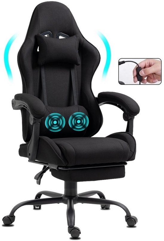 Delman Gaming Stoel Ergonomisch Zwart met Massagefunctie - Delman - €94,99