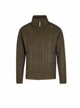 BJØRNSON Lunt Kabel-Gebreide Pullover Heren - Teddy Gevoerd - Maat 3XL - Olijfgroen