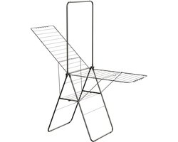 STAUS&BACH Droogrek met stang 25.99m - Inklapbaar Wasrek - Staal - Mat zwart - Aeriq Flex