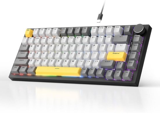 CLVP® Mechanical Keyboard - Mechanisch Toetsenbord Gaming - Grijs en Wit