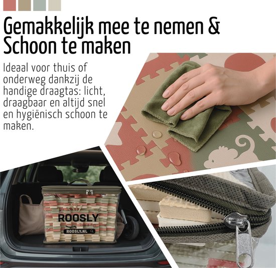 Roolsy Speelmat - Babygym - Puzzelmat - Speelmat Baby en Peuters - Foam Speelkleed met Opstaande Rand - Vloerpuzzel - Inclusief Opbergtas van Roolsy — afbeelding 3