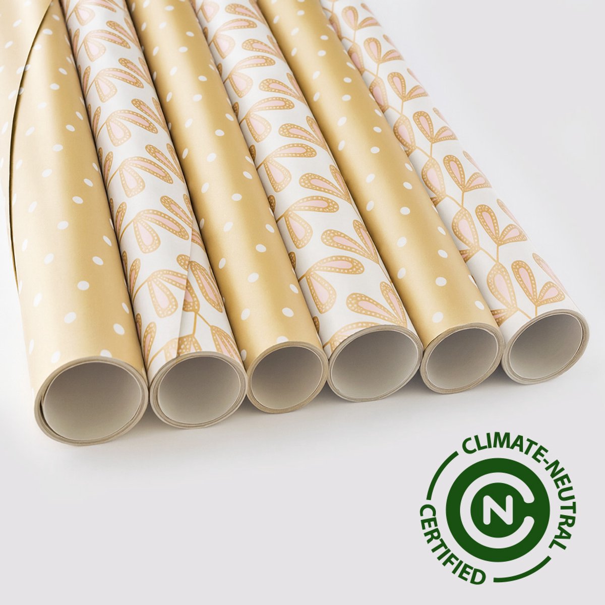Luxe inpakpapier Premium Gold and Pink - Duurzaam PEFC gecertificeerd - 200x70cm - 6 rollen - Cadeaupapier
