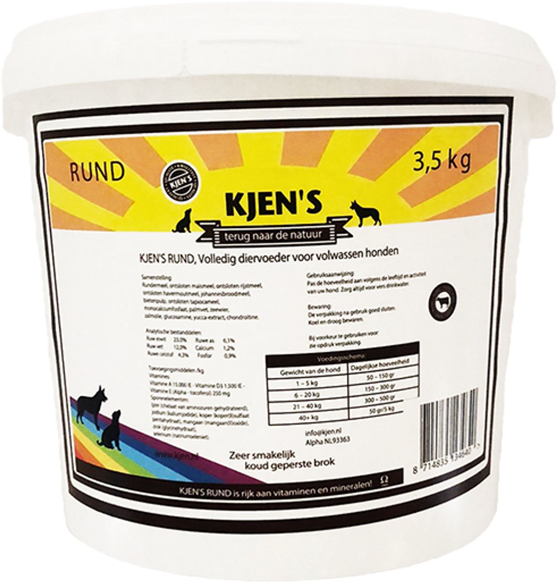 Kjens Kjen's geperst hondenvoer Rund 3,5 kg - Hond