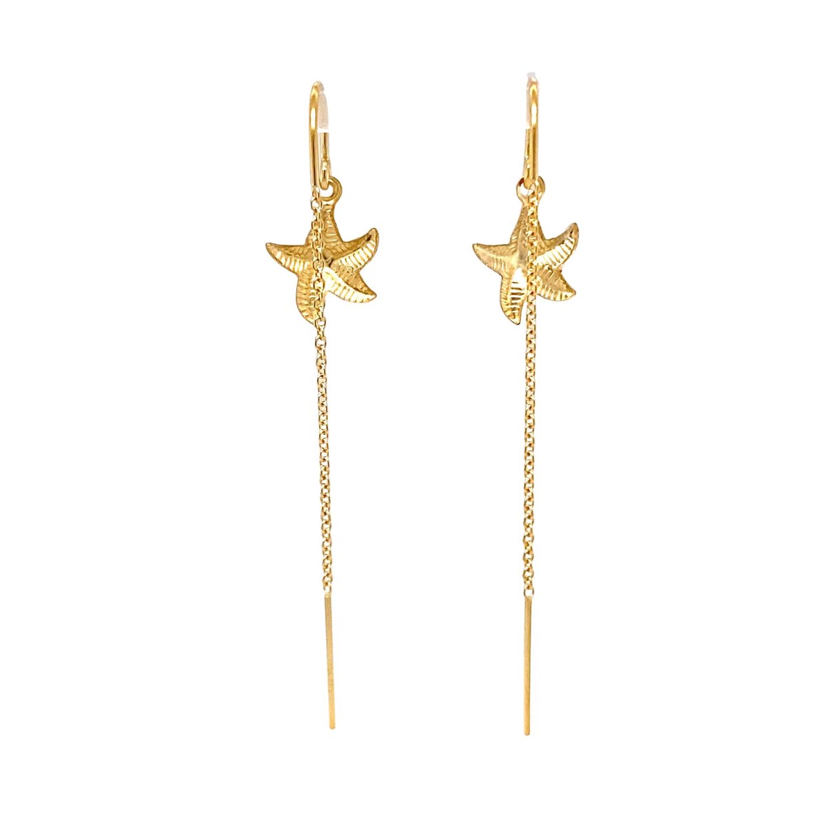 Pat's Jewels Oorbellen - Doortrek Oorbellen - Minimalistische Oorbellen - Zeester Hanger - Goud