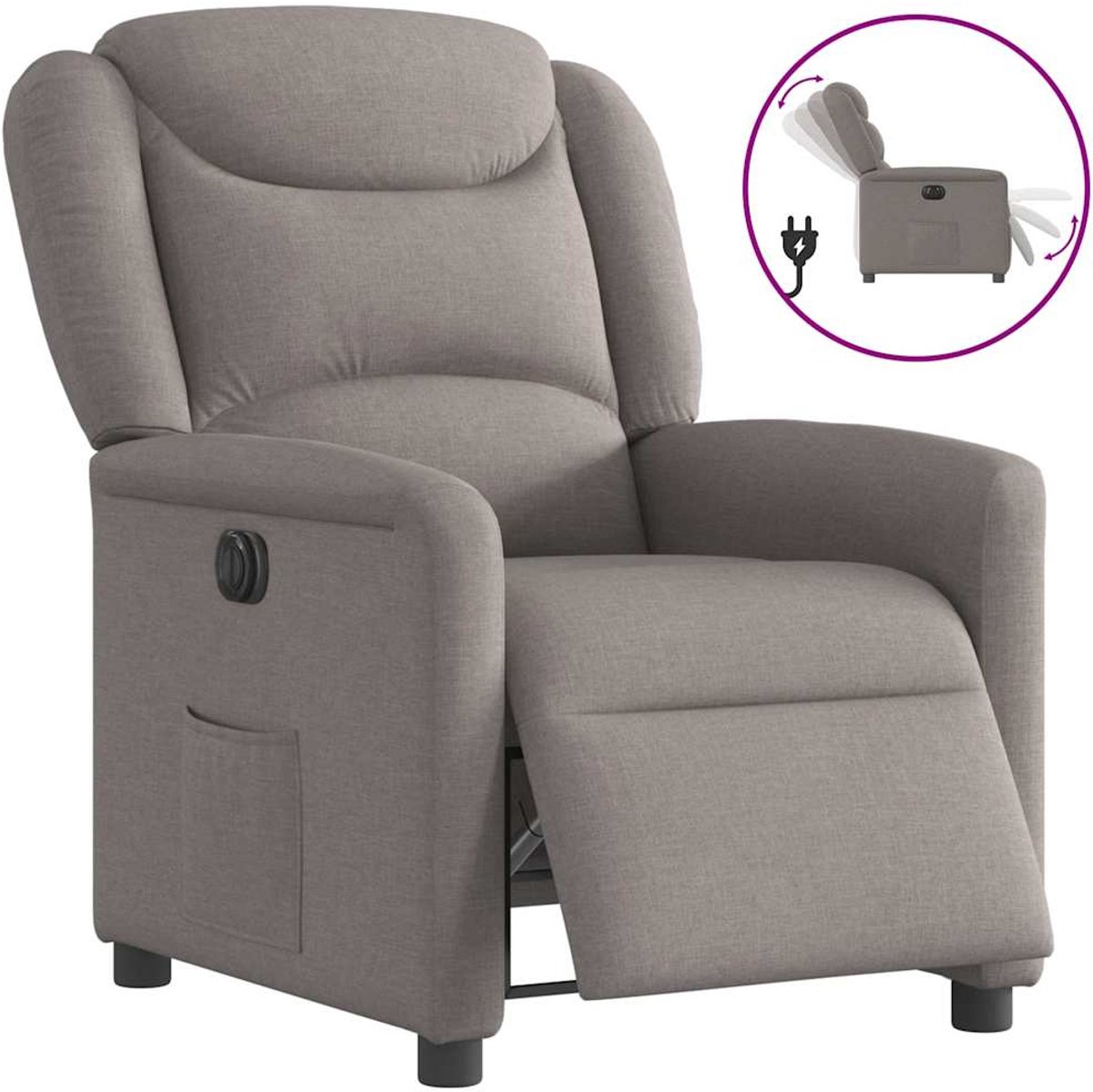 vidaXL Fauteuil - verstelbaar - elektrisch - stof - taupe